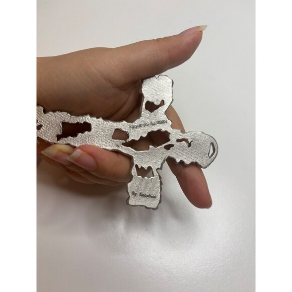 SILVER METAL Crucifix with Grapes and Branches CROSS Made in Cecchini WALL DECOR - Picture 5 of 7